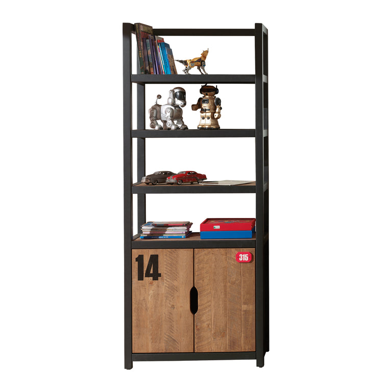 Bibliothèque Vipack Alex - Noir et Bois