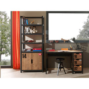 Bureau 3 tiroirs et Bibliothèque Vipack Alex - Noir et Bois