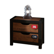 Chevet 2 tiroirs Vipack Alex - Noir et Bois