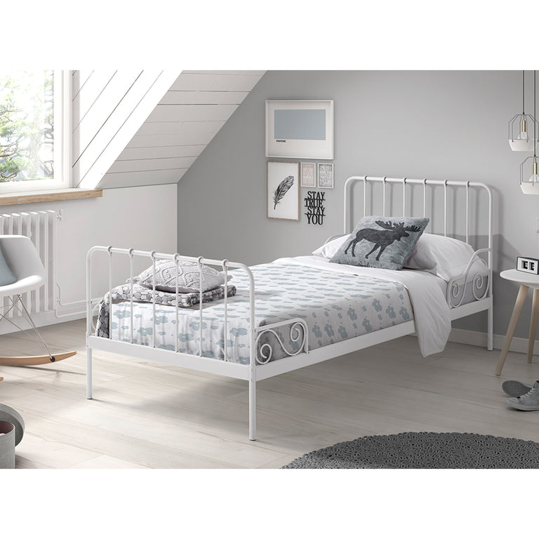 Lit 90x200 Sommier inclus Vipack Alice - Blanc - vue 2