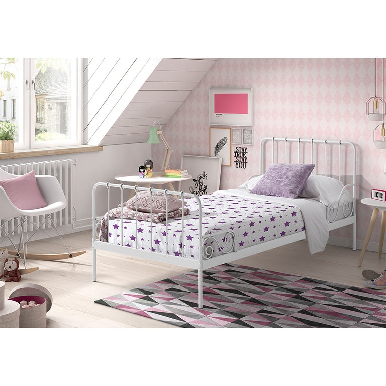 Lit 90x200 Sommier inclus Vipack Alice - Blanc - vue 3