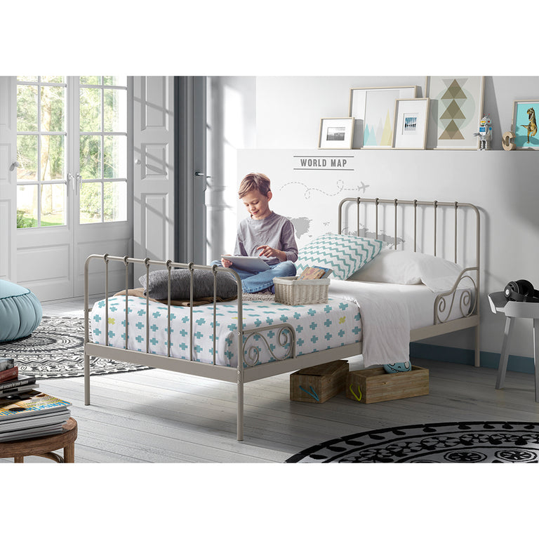 Lit 90x200 Sommier inclus Vipack Alice - Gris - vue 2