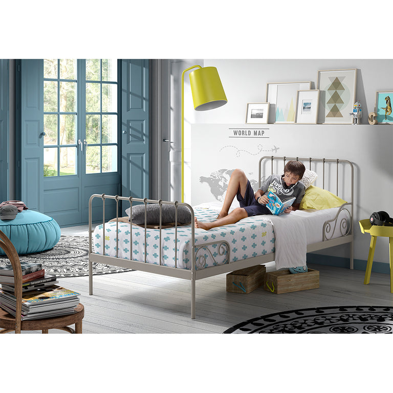 Lit 90x200 Sommier inclus Vipack Alice - Gris - vue 3