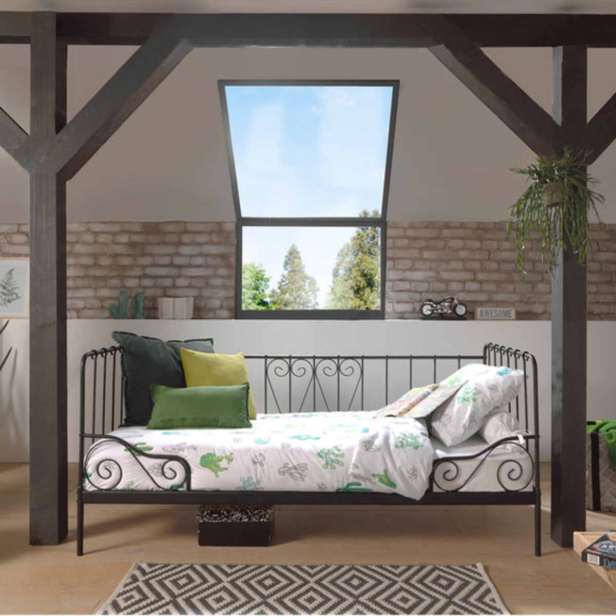 Lit capitaine 90x200 Sommier inclus Vipack Alice - Noir - vue 2