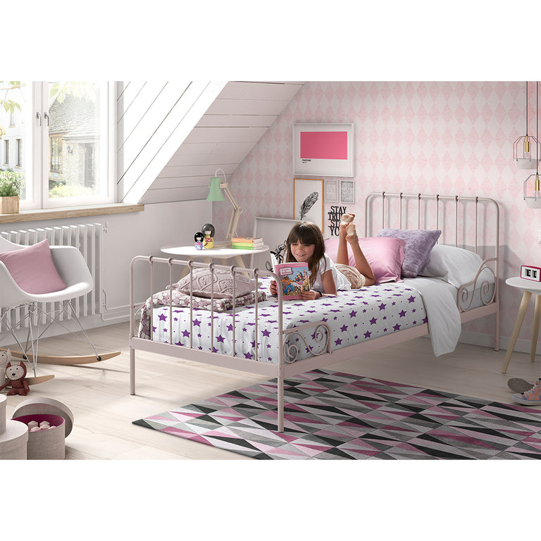 Lit 90x200 Sommier inclus Vipack Alice - Rose - vue 3