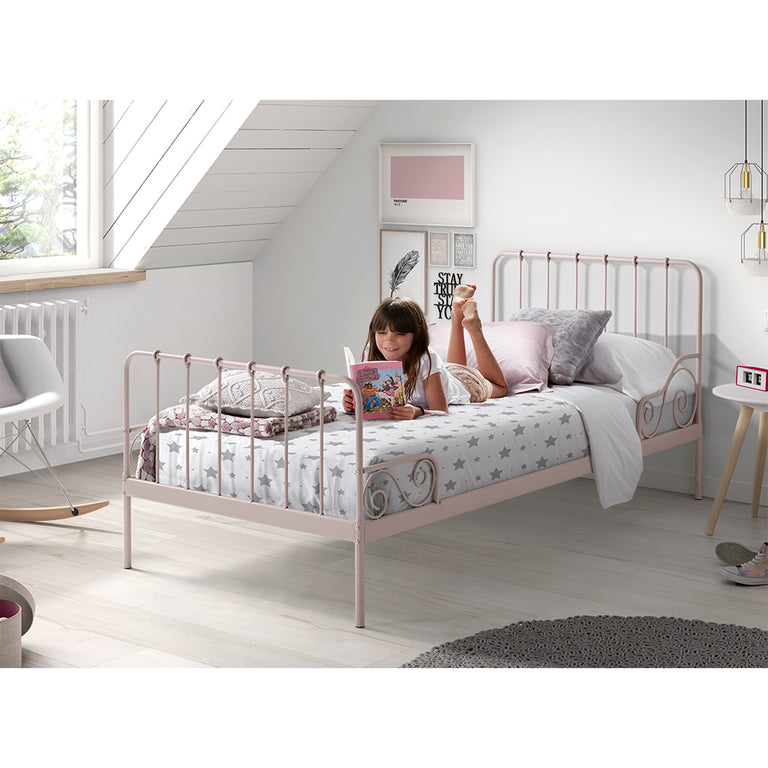Lit 90x200 Sommier inclus Vipack Alice - Rose - vue 2