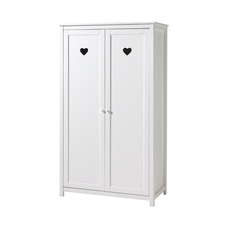 Lit 90x200 - Chevet 3 tiroirs et Armoire 2 portes Vipack Amori - Blanc - vue 4