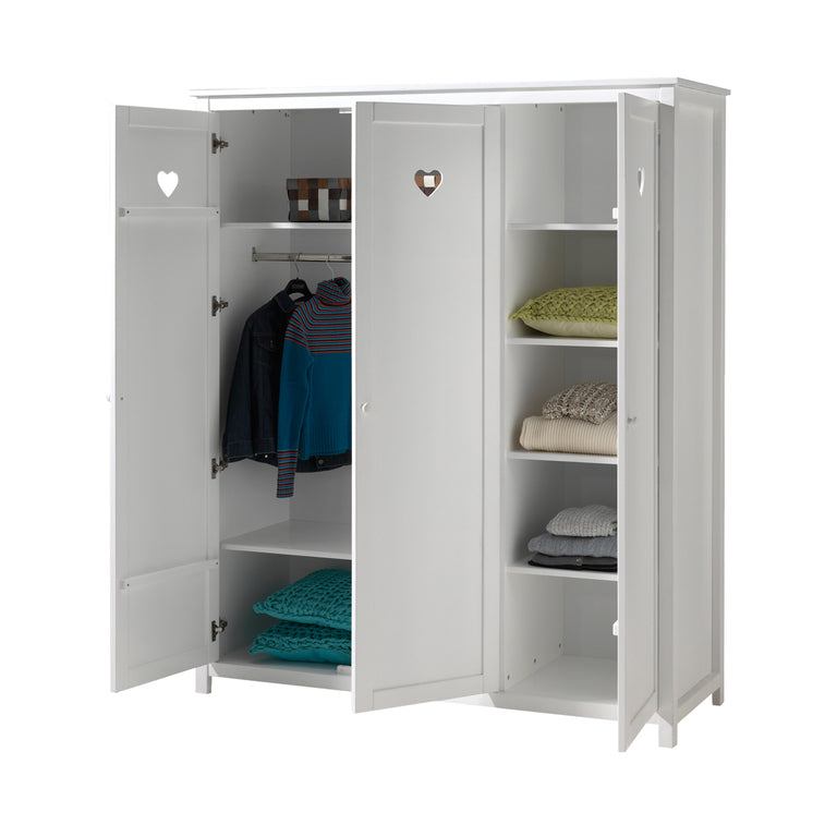 Chambre complète lit bébé 60x120 commode à langer et armoire 3 portes Vipack Amori Blanc - vue 5