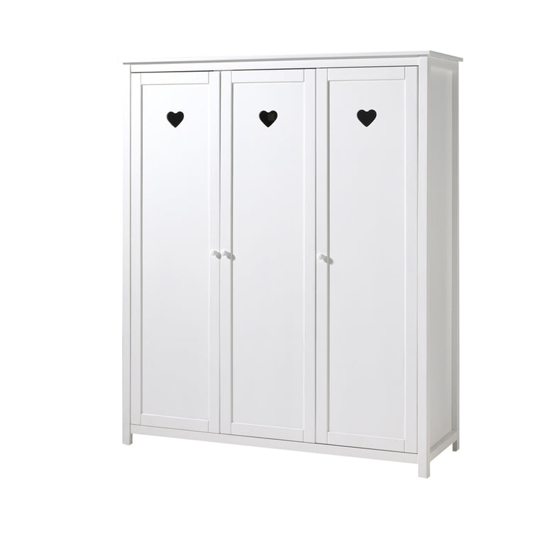 Lit 90x200 - Chevet 3 tiroirs et Armoire 3 portes  Vipack Amori - Blanc - vue 4