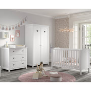Chambre complète lit bébé 60x120 commode à langer et armoire 2 portes Vipack Amori Blanc