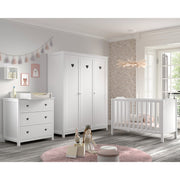 Chambre complète lit bébé 60x120 commode à langer et armoire 3 portes Vipack Amori Blanc