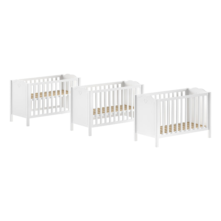 Lit bébé 60x120 et commode à langer Vipack Amori Blanc - vue 3