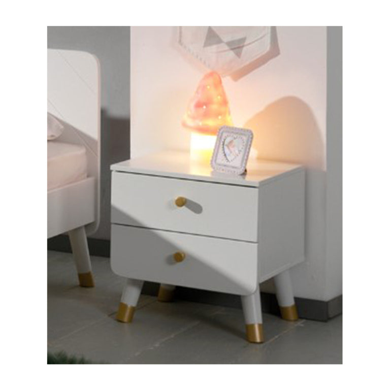 Chevet 2 tiroirs Vipack Billy - Blanc Satin - vue 2