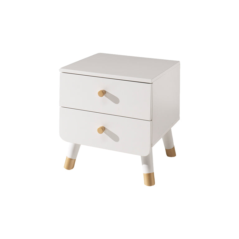 Lit 90x200 Sommier Inclus et Chevet 2 tiroirs Vipack Billy - Blanc Satin - vue 4