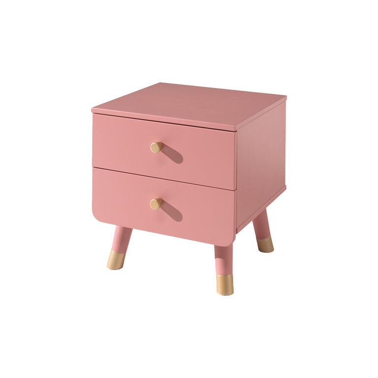 Lit 90x200 Sommier Inclus et Chevet 2 tiroirs Vipack Billy - Terra Rose - vue 4