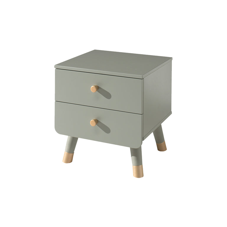 Lit 90x200 Sommier Inclus et Chevet 2 tiroirs Vipack Billy - Vert Olive - vue 4