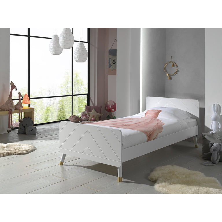 Lit 90x200 Sommier Inclus Vipack Billy - Blanc Satin - vue 3