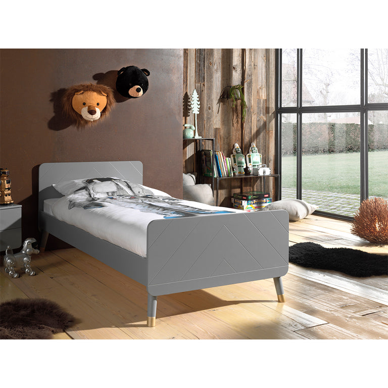 Lit 90x200 Sommier Inclus Vipack Billy - Gris Timeless - vue 3