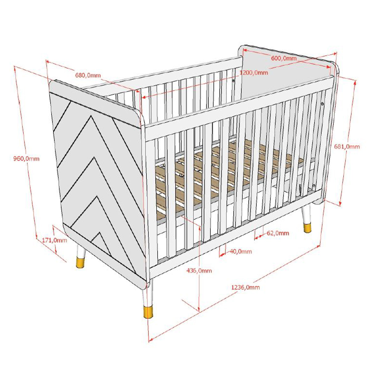 Lit bébé 60x120 sommier inclus Vipack Billy Vert Olive - vue 3