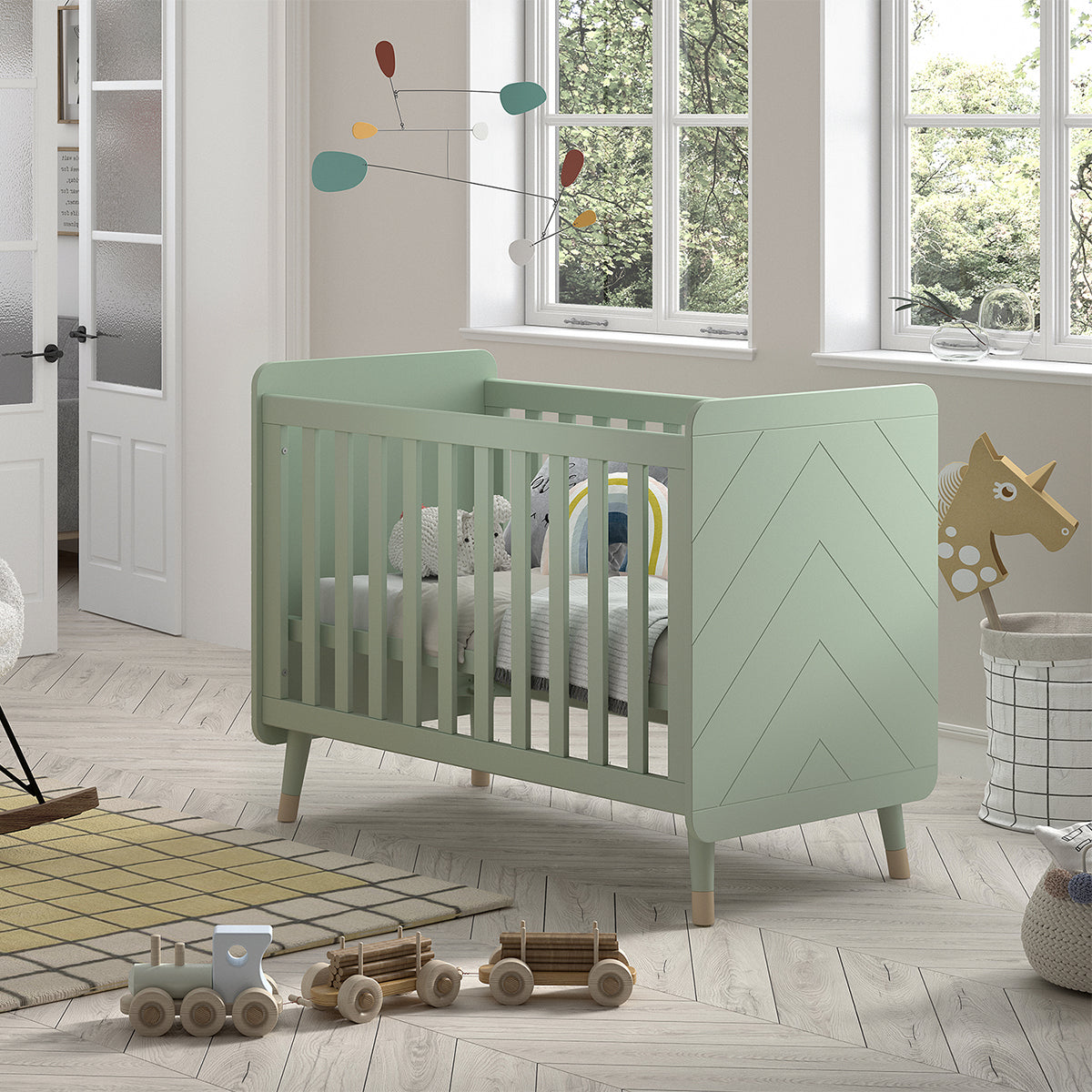 Lit bébé 60x120 sommier inclus Vipack Billy Vert Olive - vue 2