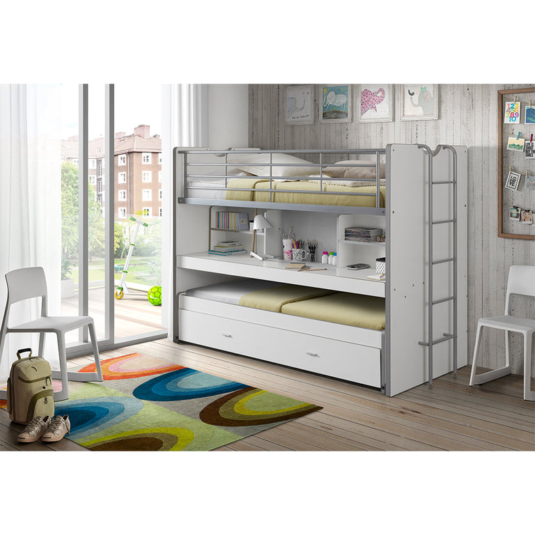Lit combiné 80 90x200 Sommier Inclus Vipack Bonny - Blanc - vue 2