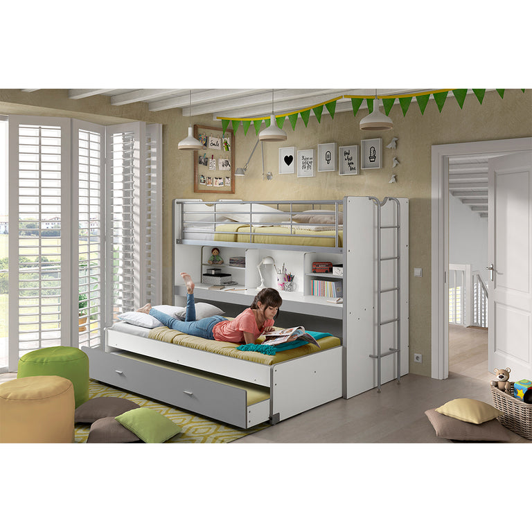 Lit combiné 80 90x200 Sommier Inclus Vipack Bonny - Gris - vue 5