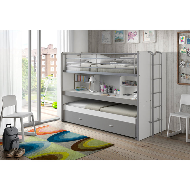 Lit combiné 80 90x200 Sommier Inclus Vipack Bonny - Gris - vue 4
