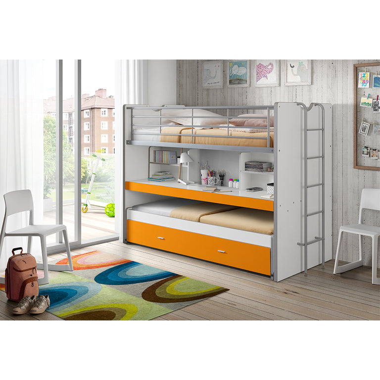 Lit combiné 80 90x200 Sommier Inclus Vipack Bonny - Orange - vue 2