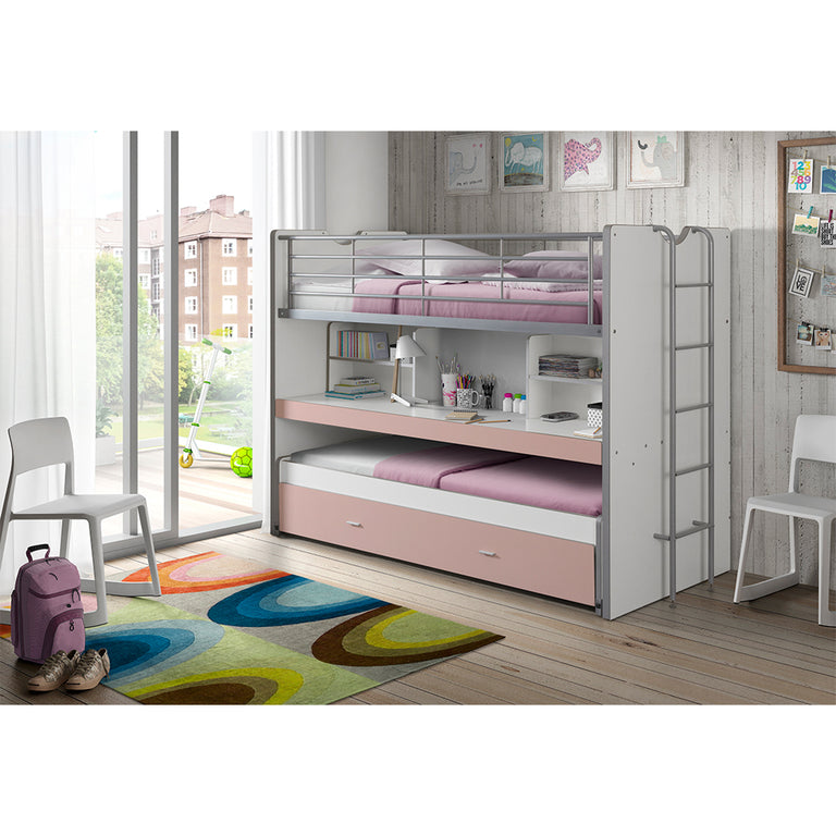 Lit combiné 80 90x200 Sommier Inclus Vipack Bonny - Rose - vue 2