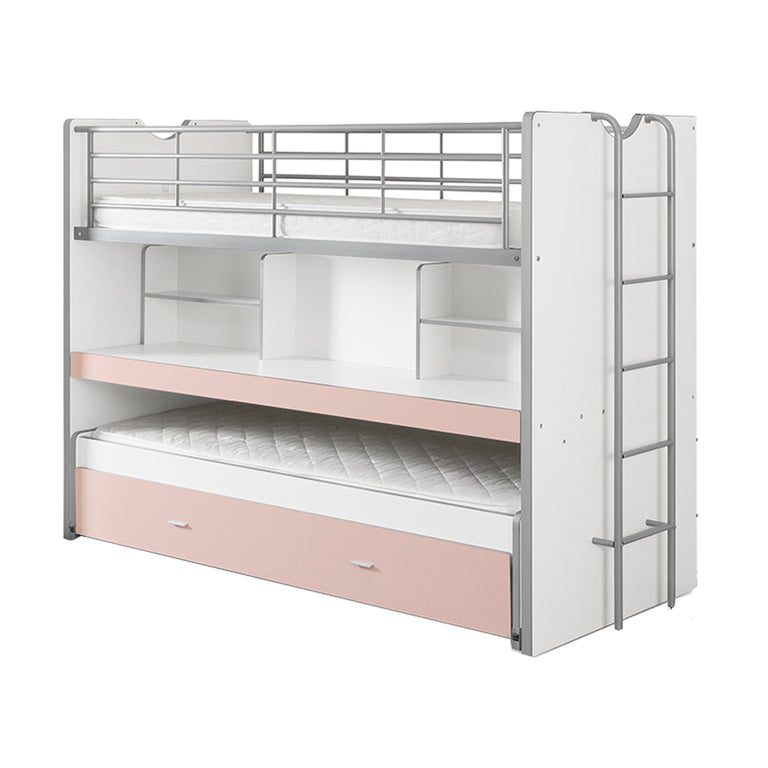 Lit combiné 80 90x200 Sommier Inclus Vipack Bonny - Rose