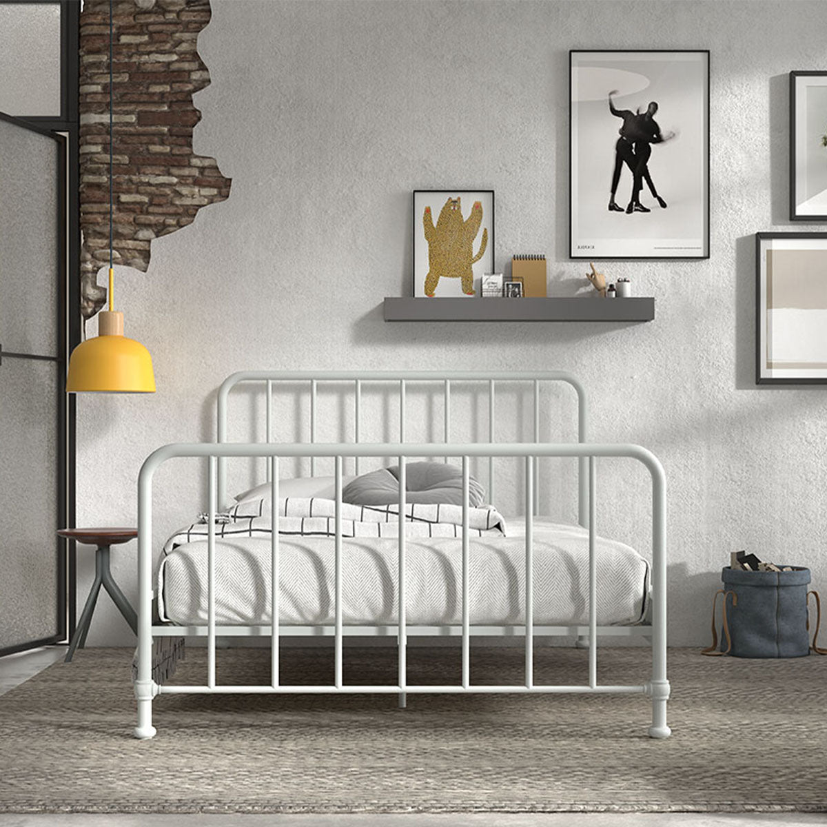 Lit 140x200 sommier inclus Vipack Bronxx Blanc mat - vue 4