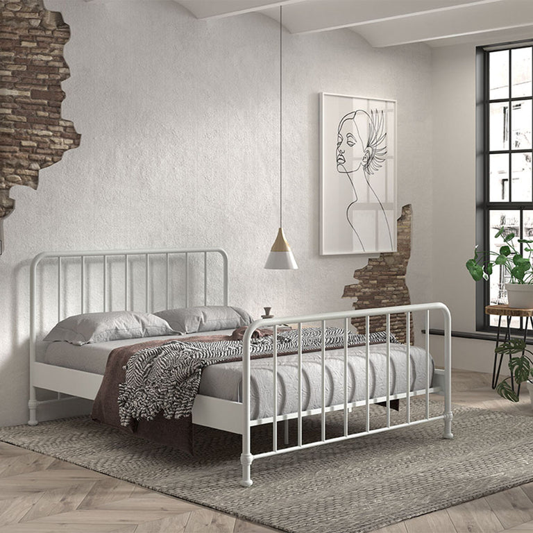 Lit 160x200 sommier inclus Vipack Bronxx Blanc mat - vue 3