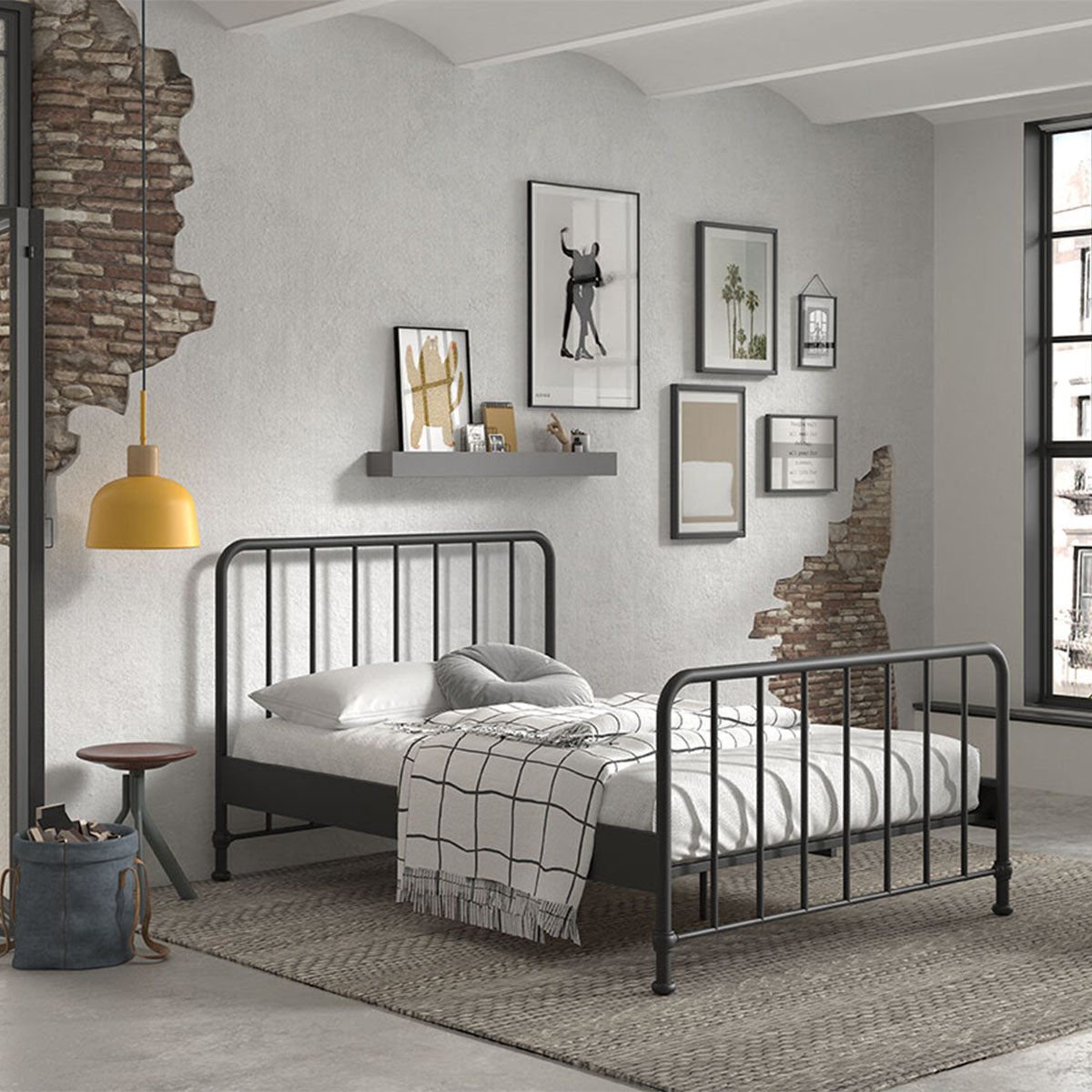 Lit 140x200 sommier inclus Vipack Bronxx Noir mat - vue 3