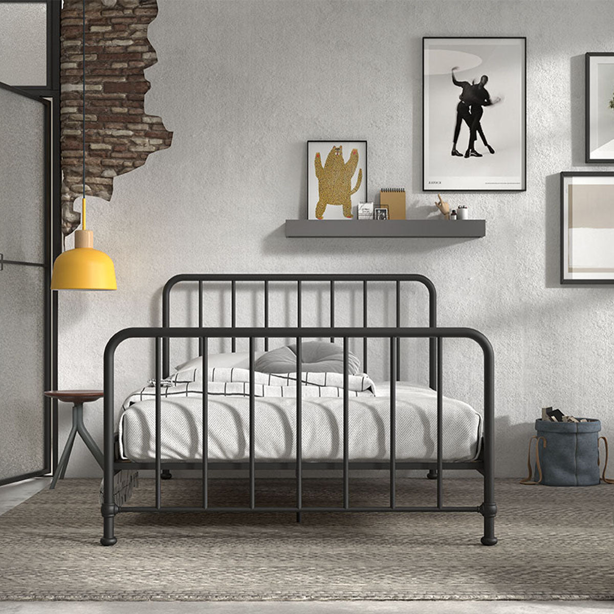 Lit 140x200 sommier inclus Vipack Bronxx Noir mat - vue 4