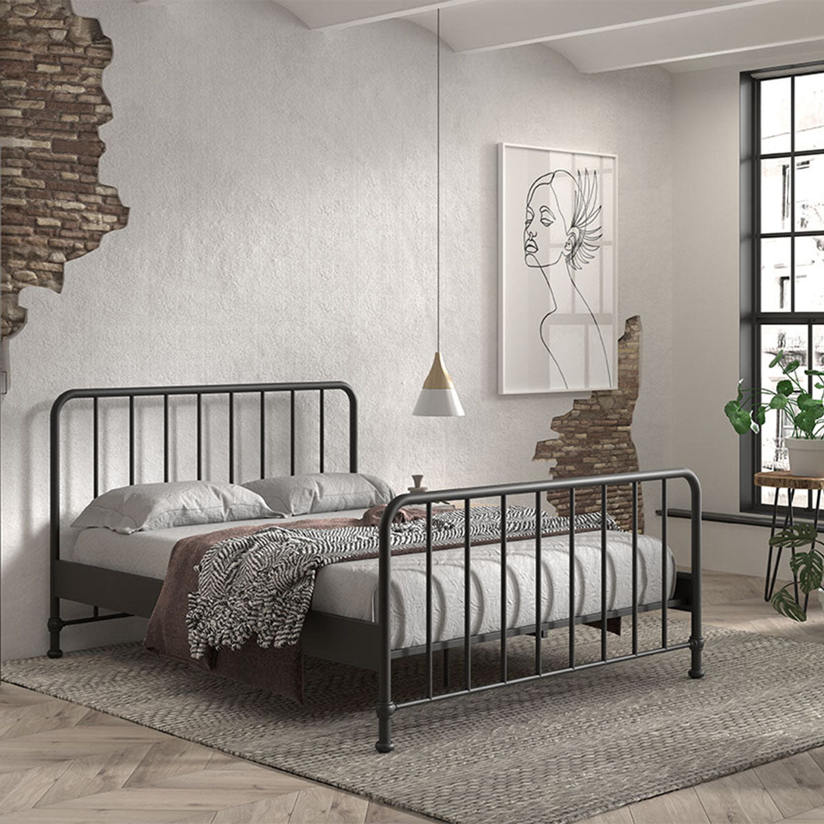 Lit 160x200 sommier inclus Vipack Bronxx Noir mat - vue 3