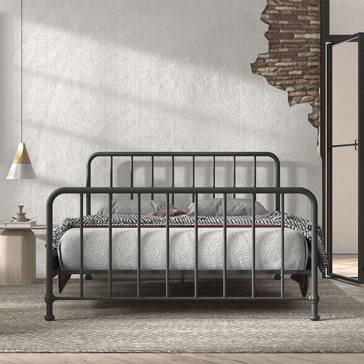Lit 160x200 sommier inclus Vipack Bronxx Noir mat - vue 4
