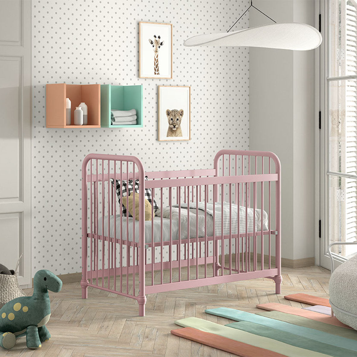 Lit bébé 60x120 Jaxx by Vipack Bronxx Rose mat - vue 3