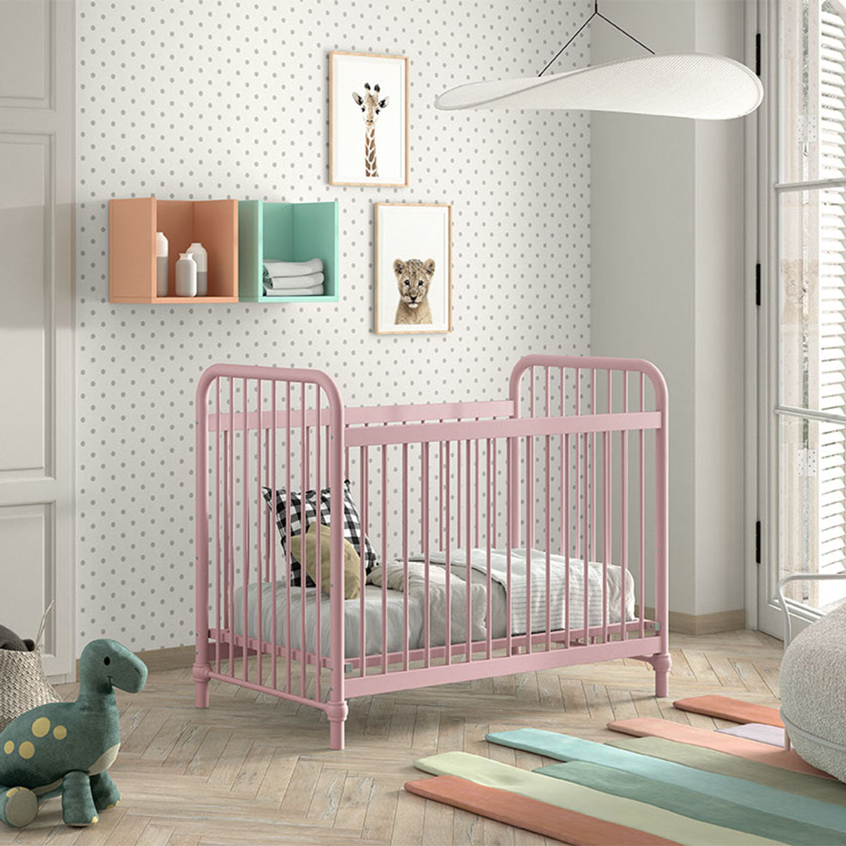 Lit bébé 60x120 Jaxx by Vipack Bronxx Rose mat - vue 4