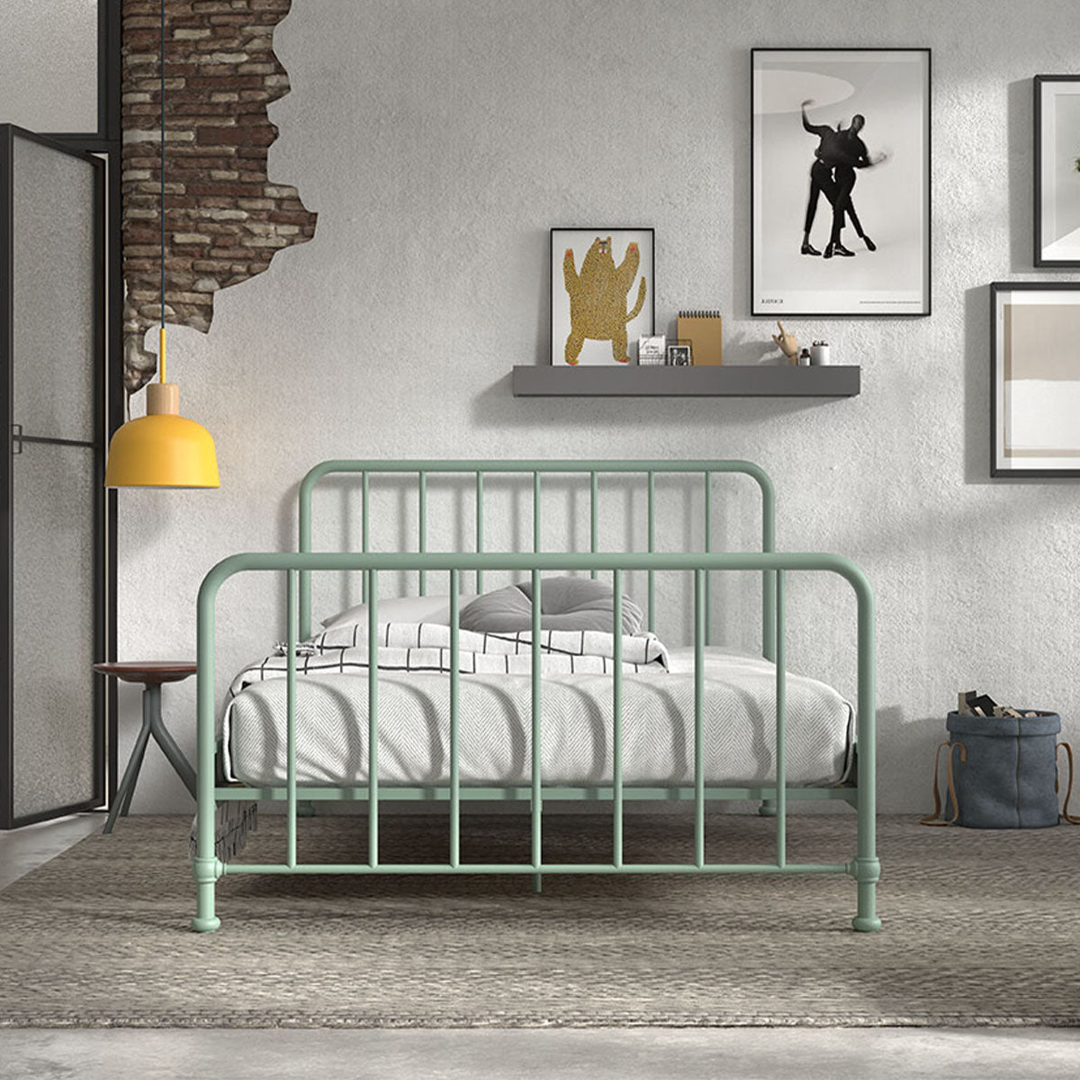 Lit 140x200 sommier inclus Vipack Bronxx Vert olive mat - vue 4