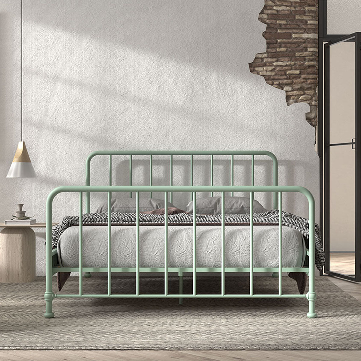 Lit 160x200 sommier inclus Vipack Bronxx Vert olive mat - vue 4