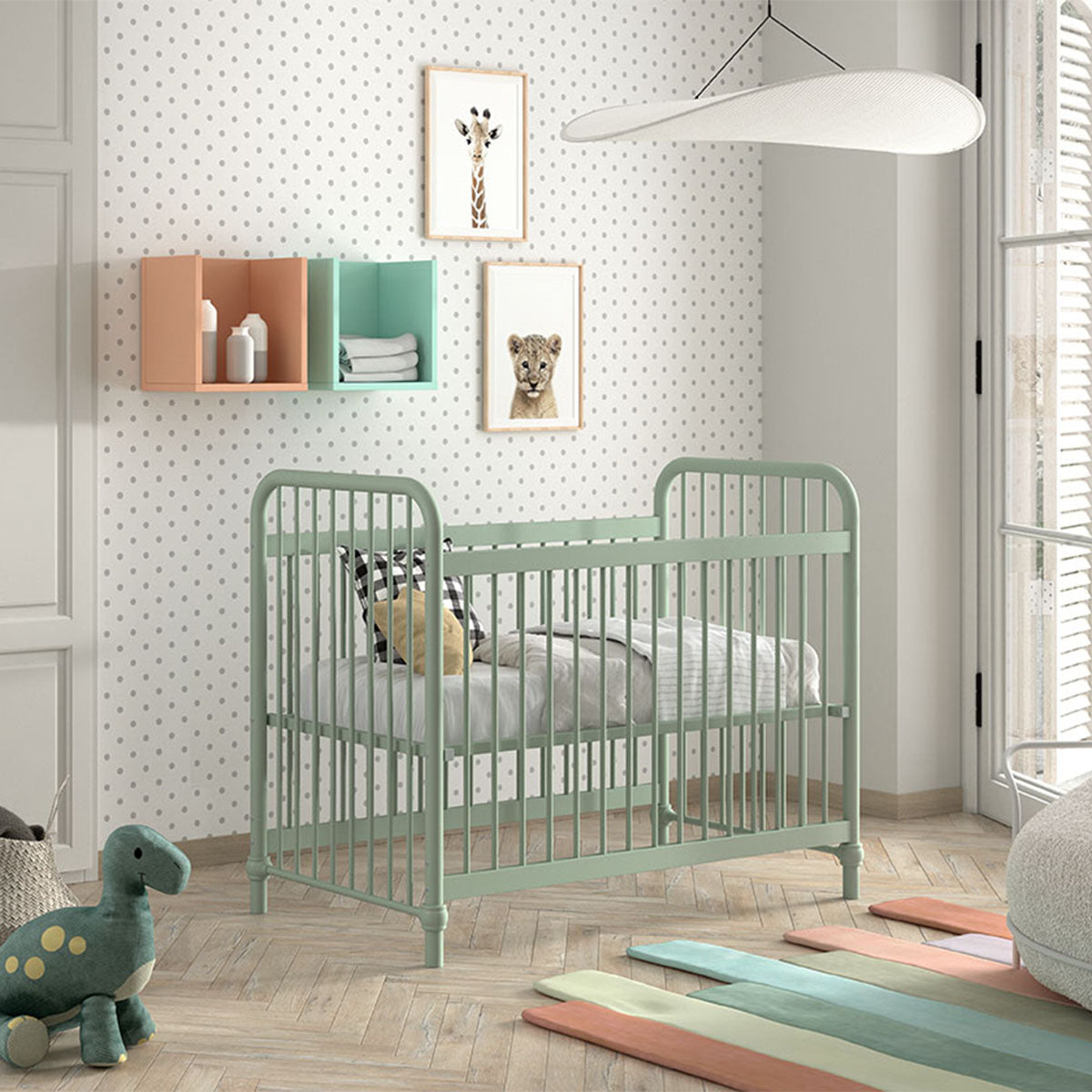Lit bébé 60x120 Jaxx by Vipack Bronxx Vert mat - vue 3