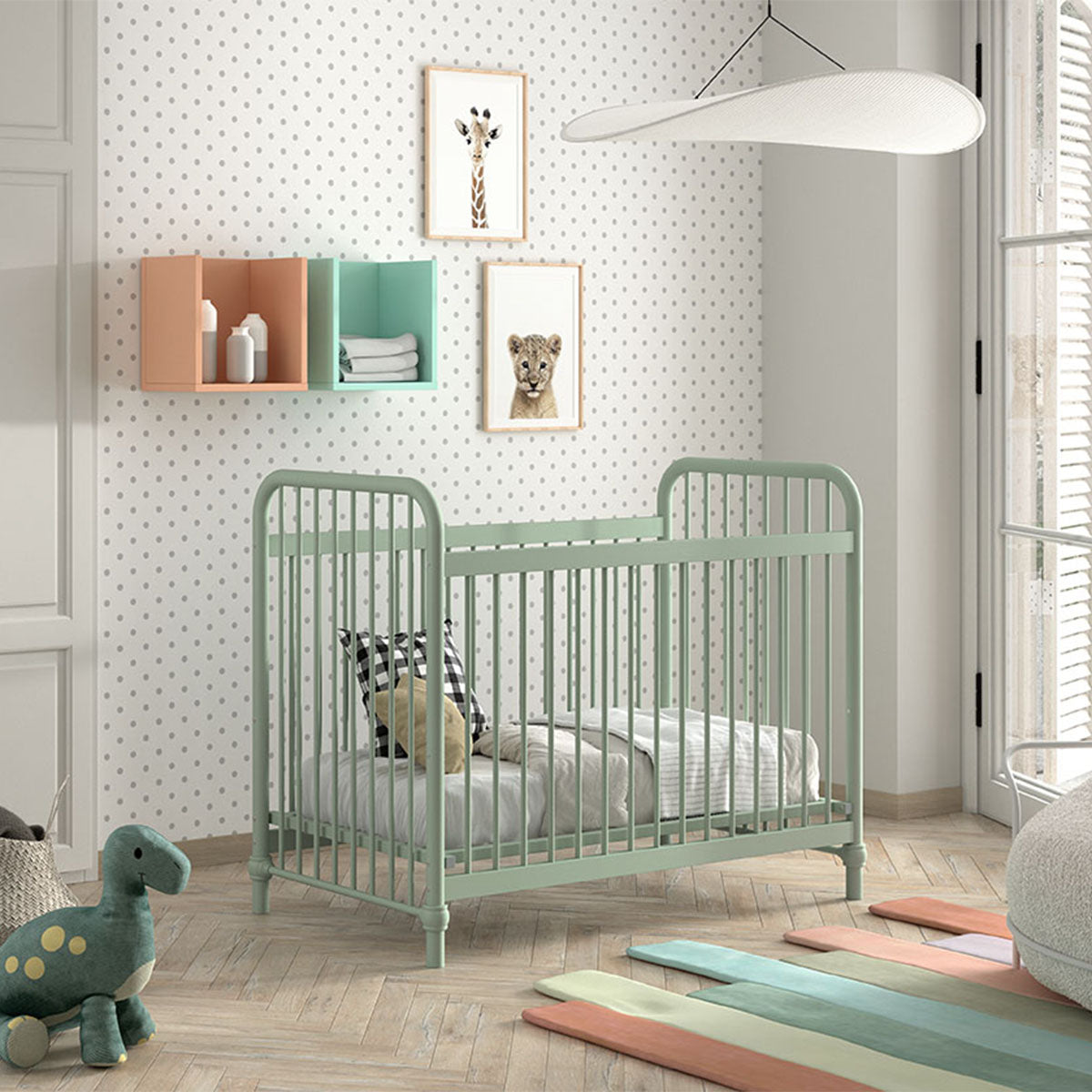 Lit bébé 60x120 Jaxx by Vipack Bronxx Vert mat - vue 4