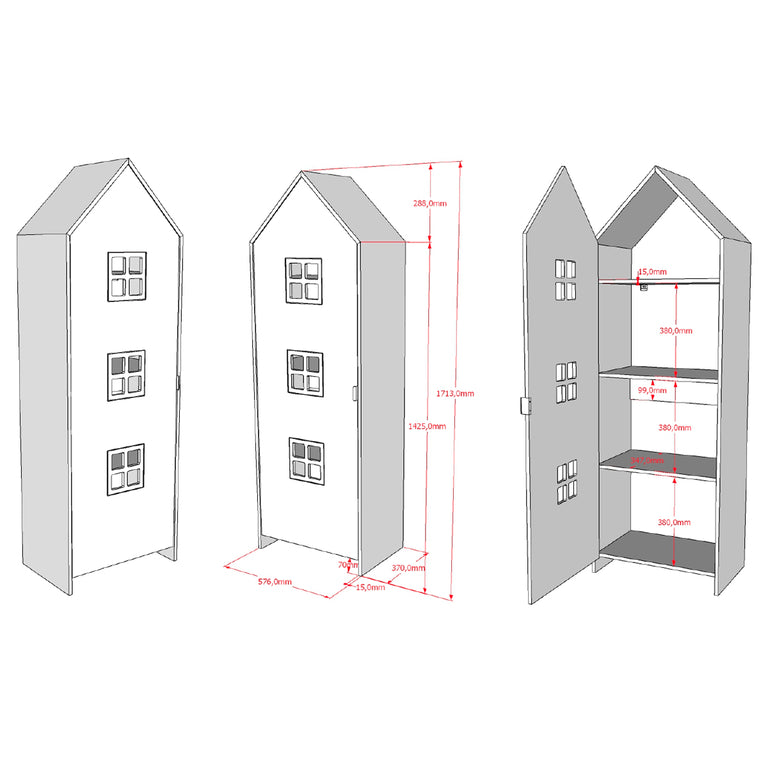 Armoire 1 porte Vipack Bruges Blanc - vue 4