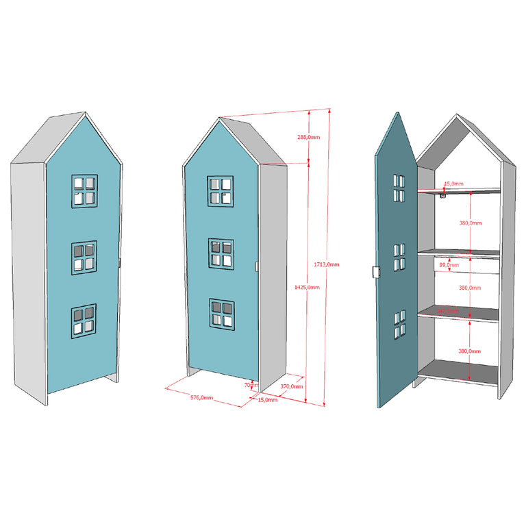 Armoire 1 porte Vipack Bruges Bleu - vue 4
