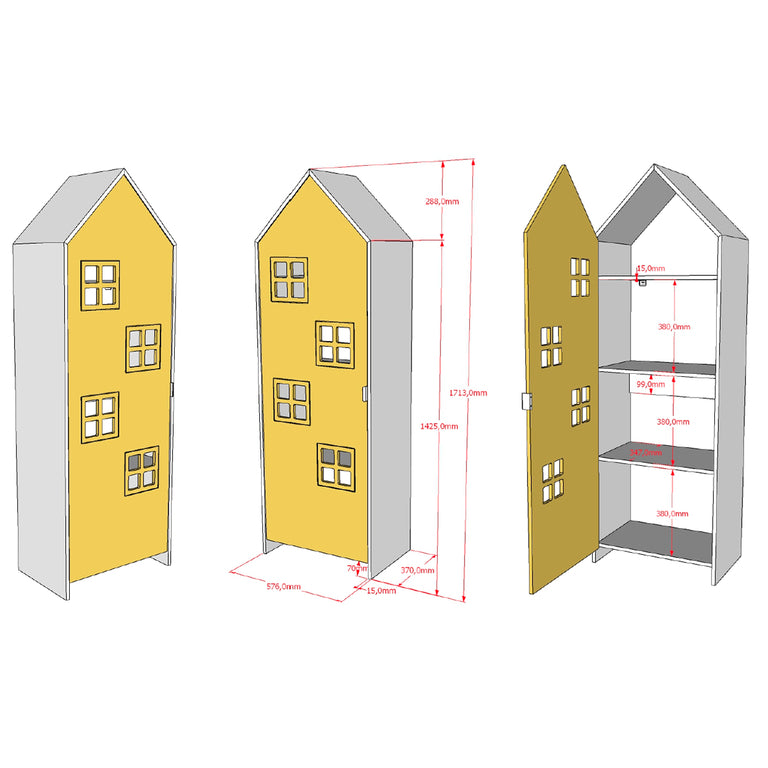 Armoire 1 porte Vipack Bruges Jaune - vue 4