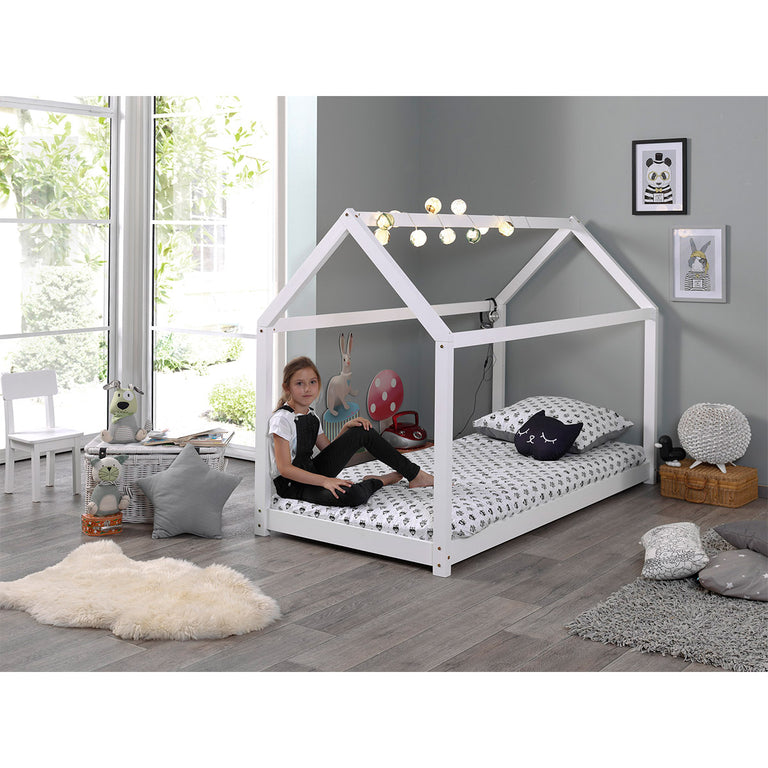Lit Cabane 90x200 Sommier inclus Vipack - Blanc - vue 3