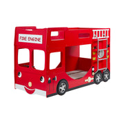 Lit superposé 90x200 Camion de pompier sommier inclus Vipack Car Beds - Rouge