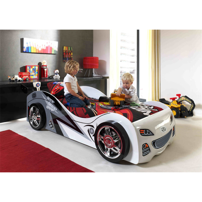 Lit 90x200 Brap Brap Sommier inclus Vipack Car beds - Blanc - vue 3