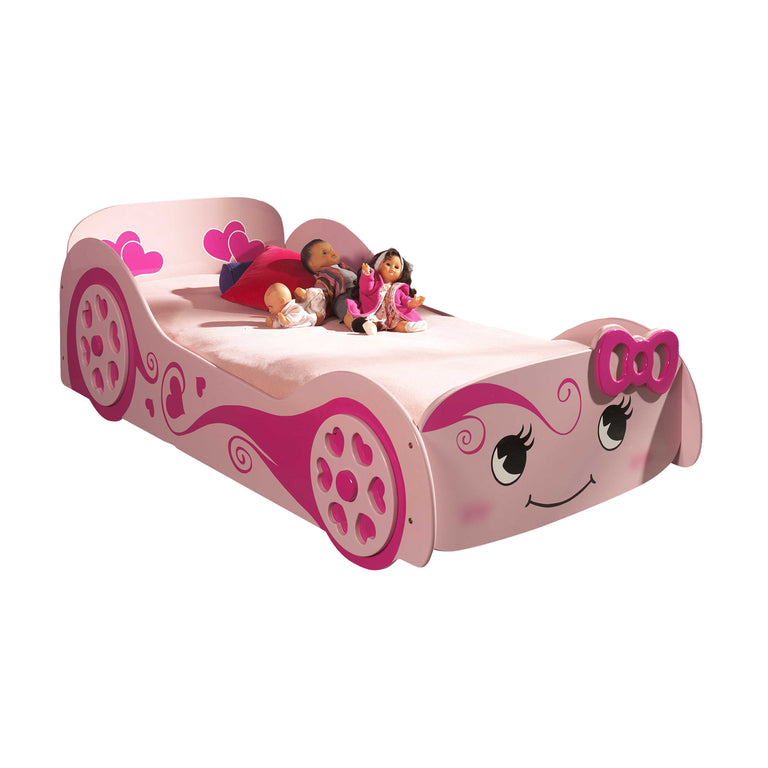Lit 90x200 Love Sommier inclus Vipack Car beds - Rose - vue 2