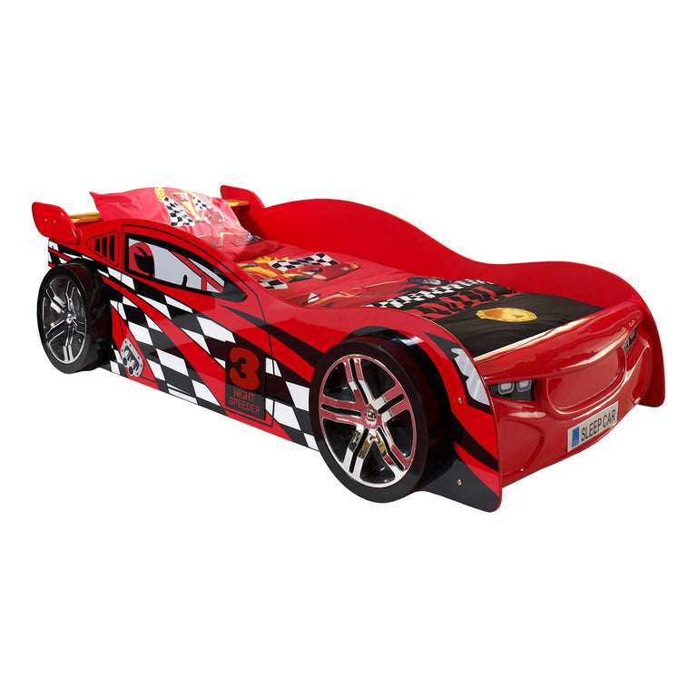 Lit 90x200 Night Speeder Sommier inclus Vipack Car beds - Rouge